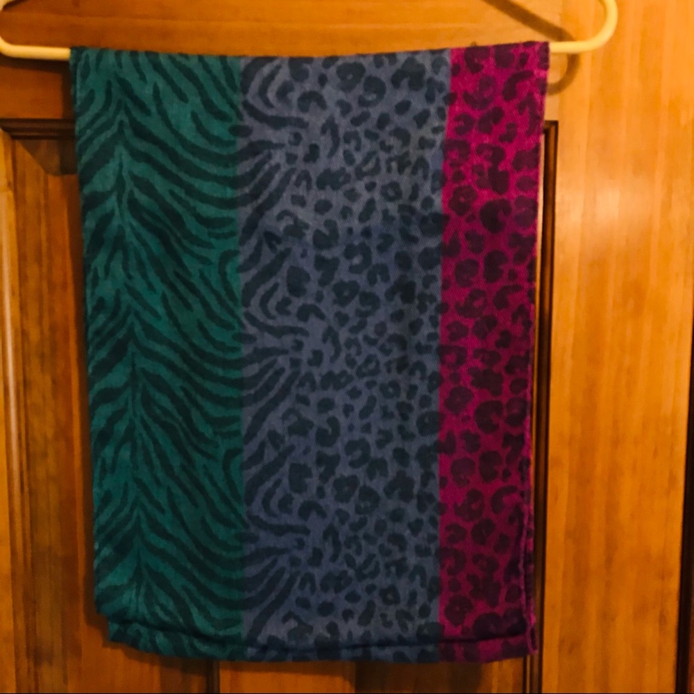Color Block Infinity Scarf with Animal Print